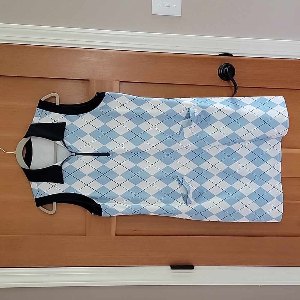 Jofit golf dress size Large navy and light blue argyle.